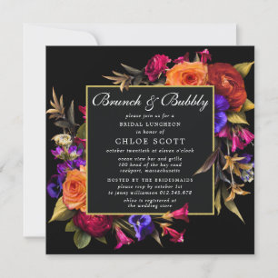 Invitation Burgundy Rouge violet Orange Floral Brunch
