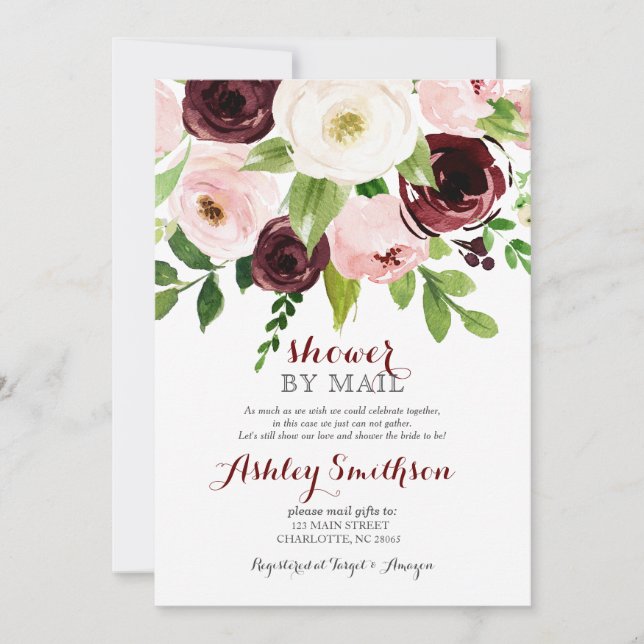 Invitation Burgundy Shower par Mail douche nuptiale (Devant)