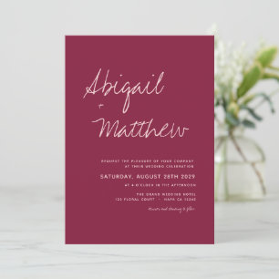 Invitation Burgundy Simple Minimaliste Mariage moderne 