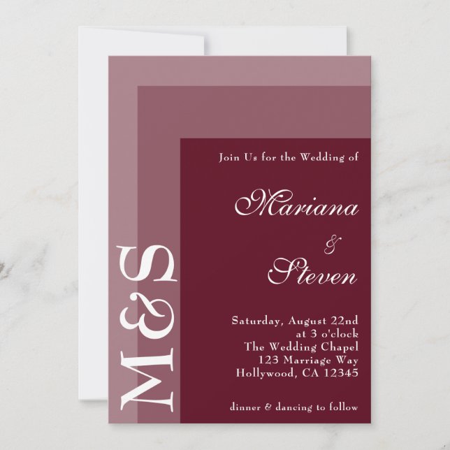 Invitation Burgundy Simple Moderne Mariage Script Chic Invita (Devant)
