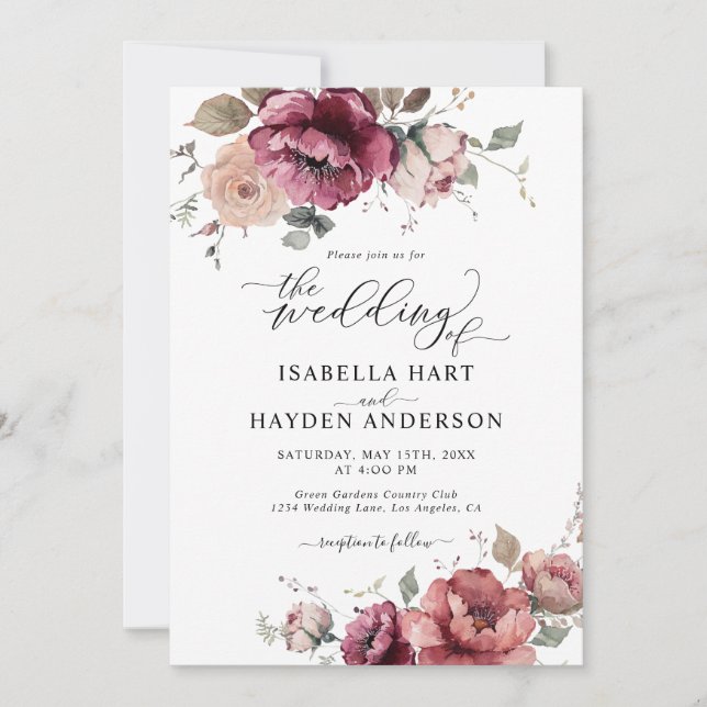 Invitation Burgundy Terracotta Fall All In 1 QR Code Mariage (Devant)