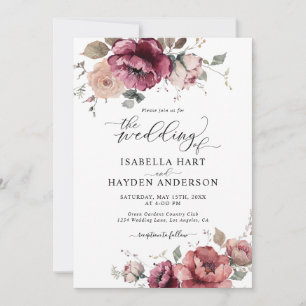 Invitation Burgundy Terracotta Fall All In 1 QR Code Mariage