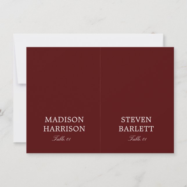 Invitation Burgundy Wedding Place Card DIY (Devant)