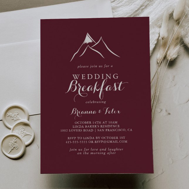 Invitation Burgundy White Mountain Mariage Petit déjeuner (Créateur téléchargé)