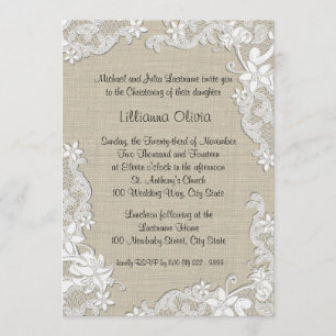 Invitation Burlap Baby Christening