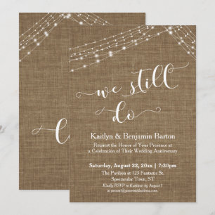 Invitation Burlap Chaînes Lumières Nous Faisons Encore Annive