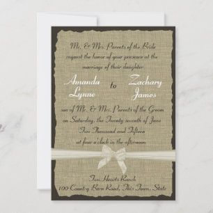 Invitation Burlap et Bow rustiques