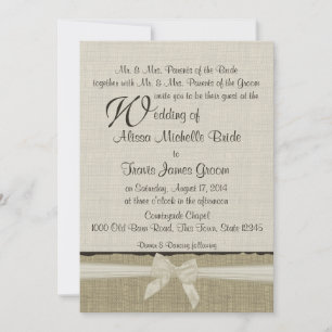 Invitation Burlap et Bows Mariage campagnard rustique