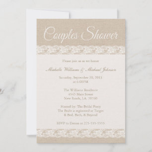 Invitation Burlap et dentelle  Douche pour couples