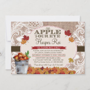 Invitation Burlap & Lace Fall Pomme Anniversaire Fête Invitat