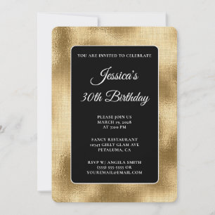 Invitation Burlap noir et or 30e anniversaire