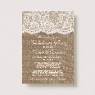 Invitation Burlap Rustique Et Bachelorette Blanche En Dentell