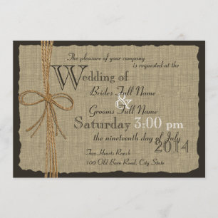 Invitation Burlap rustique et Mariage Twine