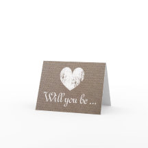 Burlap Will you be my bridesmaid request cards