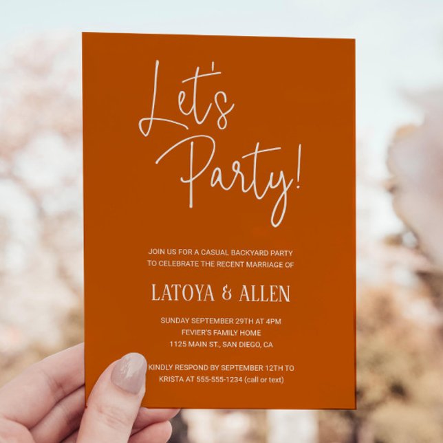 Invitation Burnt Orange Faisons la réception de mariage Décon (Créateur téléchargé)