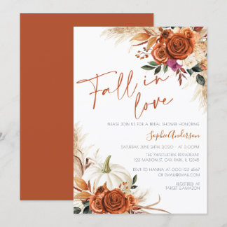 Invitation Burnt Orange Fall in Love Boho Fête des mariées