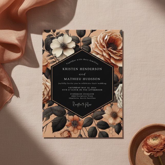 Invitation Burnt Orange Floral Opulence Wedding (Créateur téléchargé)