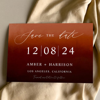 Invitation Burnt orange ombre noir glamor boho sauver la date