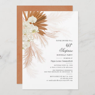 Invitation Burnt Orange Pampas Grass 60e fête d'anniversaire
