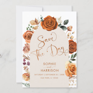 Invitation ?Burnt Orange Terracotta Rouille Florale Enregistr
