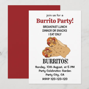 Invitation Burritos Je ne mange que des Burritos