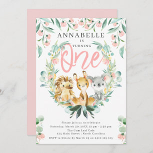 Invitation Bush Safari 1ère Fille Anniversaire