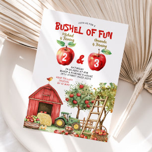 Invitation Bushel Fun Sibling Anniversaire Red En vichy Party