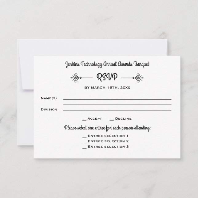 Invitation Business Banquet Corporate Dinner Event RSVP Répon (Devant)