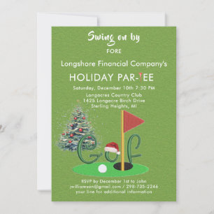 Invitation Business Christmas Golf Theme Party Par Tee