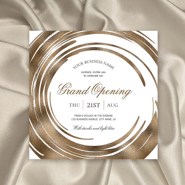 Invitation Business Grand Ouverture Chic Elegant Gold Glitter (Create elegant white & gold invitations for your business grand opening with this stylish template)