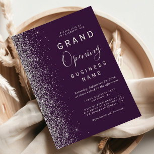 Invitation Business Grand Ouverture Dark Purple Parties scint