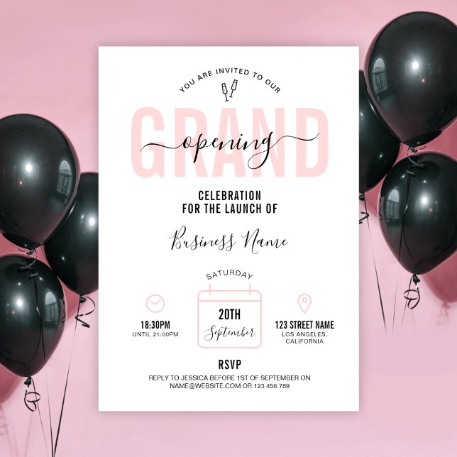 Invitation Business Grand Ouverture rose moderne élégant (Créateur téléchargé)