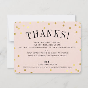 Invitation BUSINESS MERCI chic taches or rose moderne