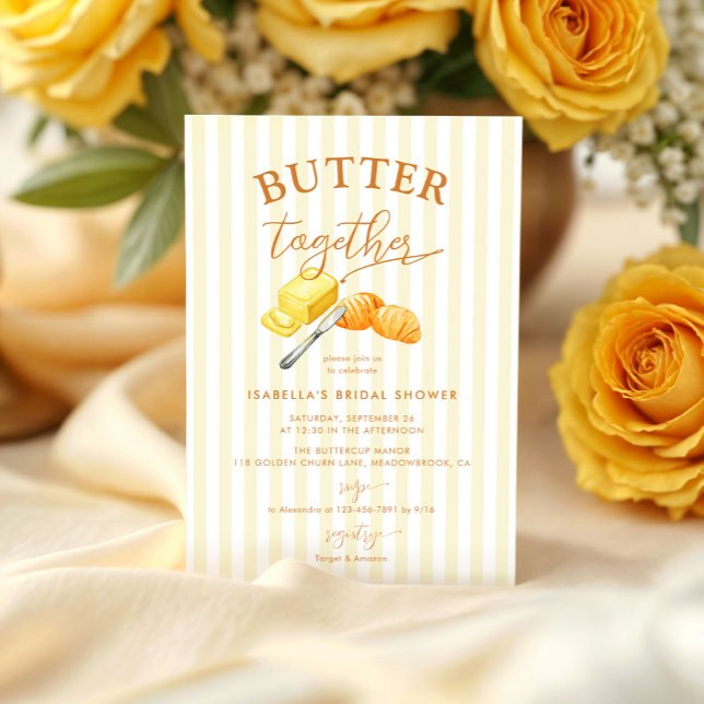 Invitation Butter Together Yellow Stripes Bridal Shower (Créateur téléchargé)