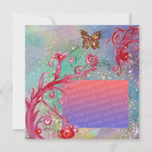 Invitation BUTTERFER EN Mariage Bleu SPARKLES Modèle photo