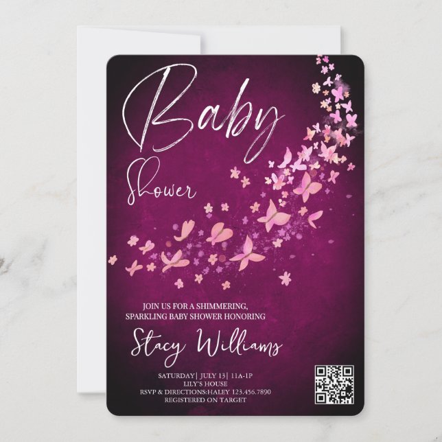 Invitation Butterfly Baby Shower (Devant)