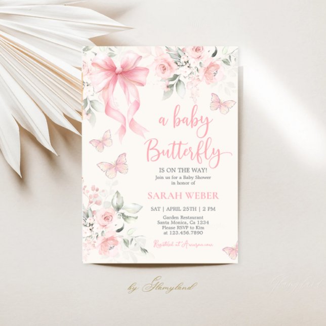 Invitation Butterfly Baby Shower Girl (Créateur téléchargé)