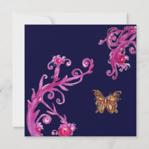 Invitation BUTTERFLY, bleu rose vif