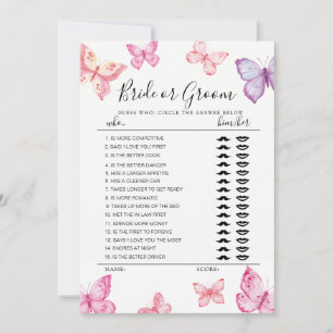 Invitation Butterfly Bride ou jeu de chambre entièrement modi