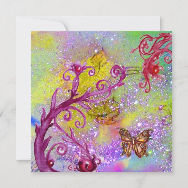 Invitation BUTTERFLY DANS PURPLE SPARKLES Élégante fête de ma (Devant)