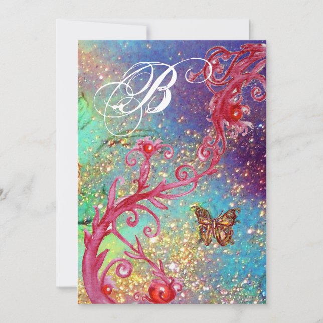 Invitation BUTTERFLY DANS SPARKLES 2 Élégant Monogramme de ma (Devant)