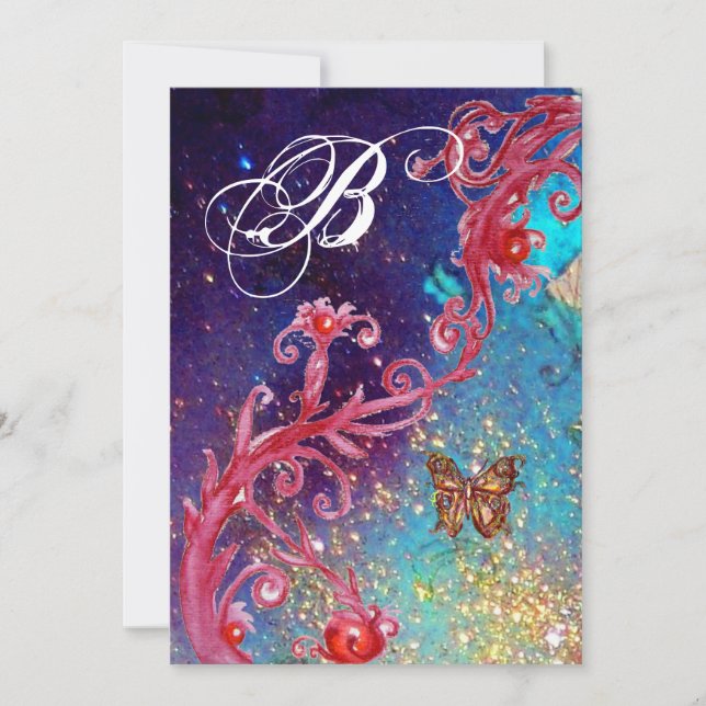 Invitation BUTTERFLY DANS SPARKLES 2 Élégant Monogramme de ma (Devant)