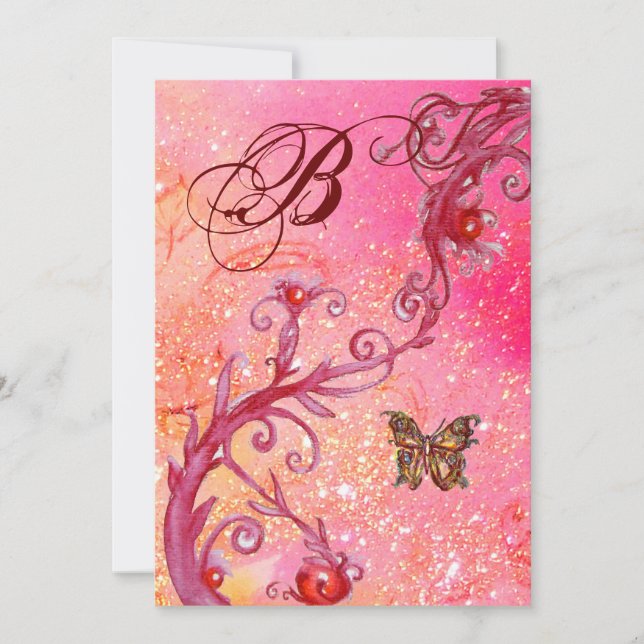 Invitation BUTTERFLY DANS SPARKLES Élégant Monogramme de mari (Devant)