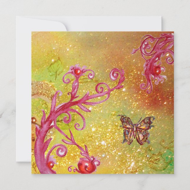 Invitation BUTTERFLY IN SPARKLES 2, Soirée de mariage élégant (Devant)