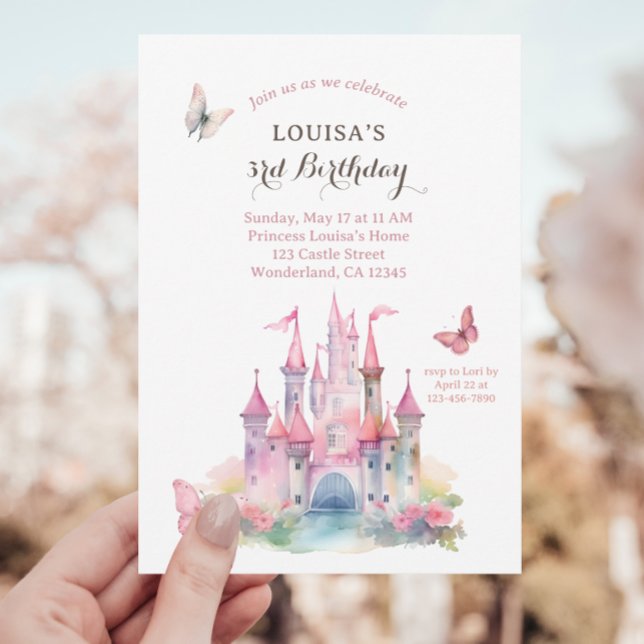 Invitation Butterfly Princess Castle Fairytale Anniversaire (Créateur téléchargé)