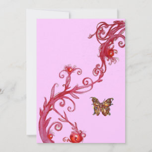 Invitation BUTTERFLY, rose rouge vif