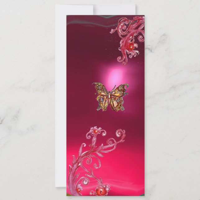 Invitation BUTTERFLY RUBY, violet rose vif (Devant)