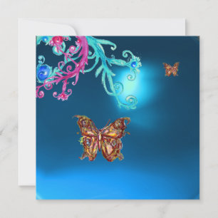 Invitation BUTTERFLY SAPPHIRE, bleu rose vif violet rouge