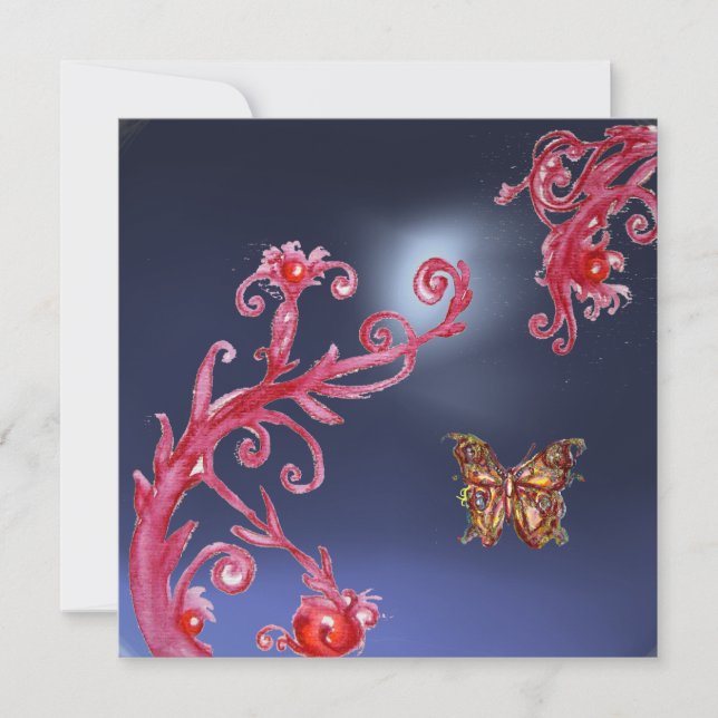 Invitation BUTTERFLY TOPAZ BLEU rose vif, rouge (Devant)