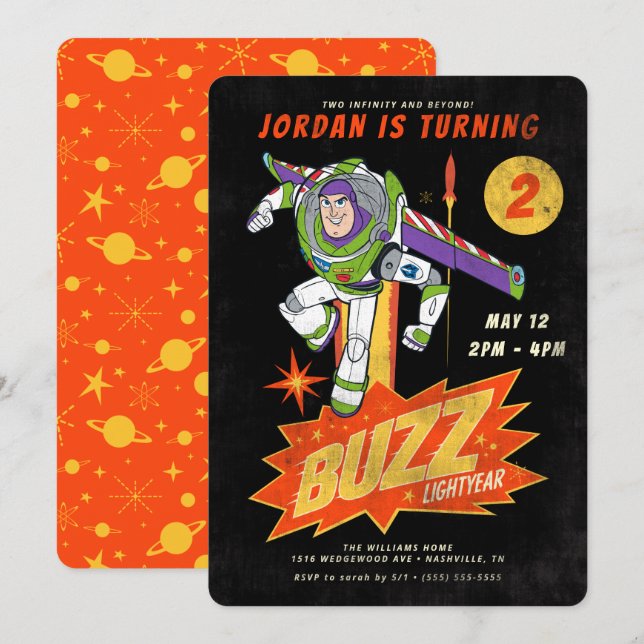 Invitation Buzz Lightyear Two Infinity et au-delà Anniversair (Devant / Derrière)